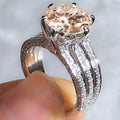 Luxury Full Stone Wedding Ring With Eight Hearts Eight Arrows Zircon, Romantic Bridal Jewelry view 7