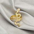 Snake Animal Open Ring Collection Geometric Vintage Plated Rhinestone Adjustable Finger Ring view 3