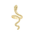Snake Animal Open Ring Collection Geometric Vintage Plated Rhinestone Adjustable Finger Ring view 5