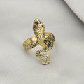 Snake Animal Open Ring Collection Geometric Vintage Plated Rhinestone Adjustable Finger Ring view 4