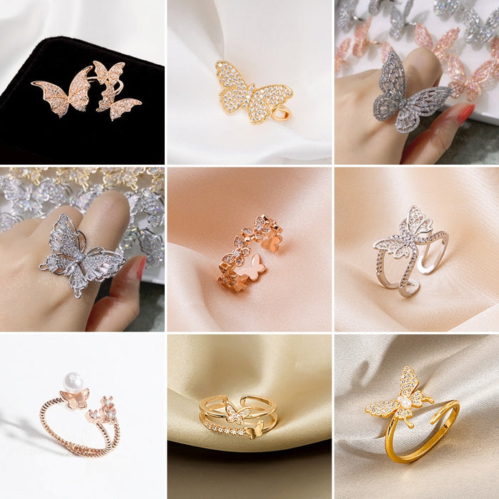 European Minimalist Butterfly Finger Ring Fashion Tarnish Resistant Niche Open Ring For Women