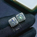 Copper White Gold Plated Round Zircon Stud Earrings For Women Classic Geometric Jewelry view 5