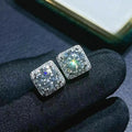 Copper White Gold Plated Round Zircon Stud Earrings For Women Classic Geometric Jewelry view 2