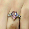 Simple Pink Pear Shaped Teardrop Zircon Ring For Women Elegant Banquet Wedding Finger Jewelry view 2