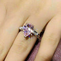 Simple Pink Pear Shaped Teardrop Zircon Ring For Women Elegant Banquet Wedding Finger Jewelry view 3