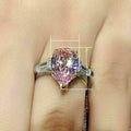 Simple Pink Pear Shaped Teardrop Zircon Ring For Women Elegant Banquet Wedding Finger Jewelry view 4