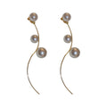 Chic French Metal Pearl Tassel Drop Earrings Elegant Long Geometric Style For Women view 5