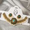 Vintage Oval Red Crystal Rhinestone Pearl Tassel Alloy Statement Necklace Set Drop Earrings view 2