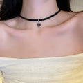 French Style Artificial Crystal Heart Choker Necklace, Sweet Cool Metal Fashion Jewelry view 3