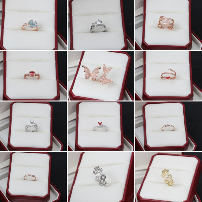 Geometric Creative Butterfly Ring With Heart Chain Rhinestone No Fade Niche Finger Jewelry