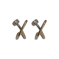 Gold Plated Metal X Cross Zircon Stud Earrings With Silver Pins For Women view 5