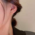 Gold Plated Metal X Cross Zircon Stud Earrings With Silver Pins For Women view 4