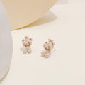 Cute Candy Color Fuzzy Plush Teddy Bear Studs With Alloy Crown For Girls Fashion Earrings view 4