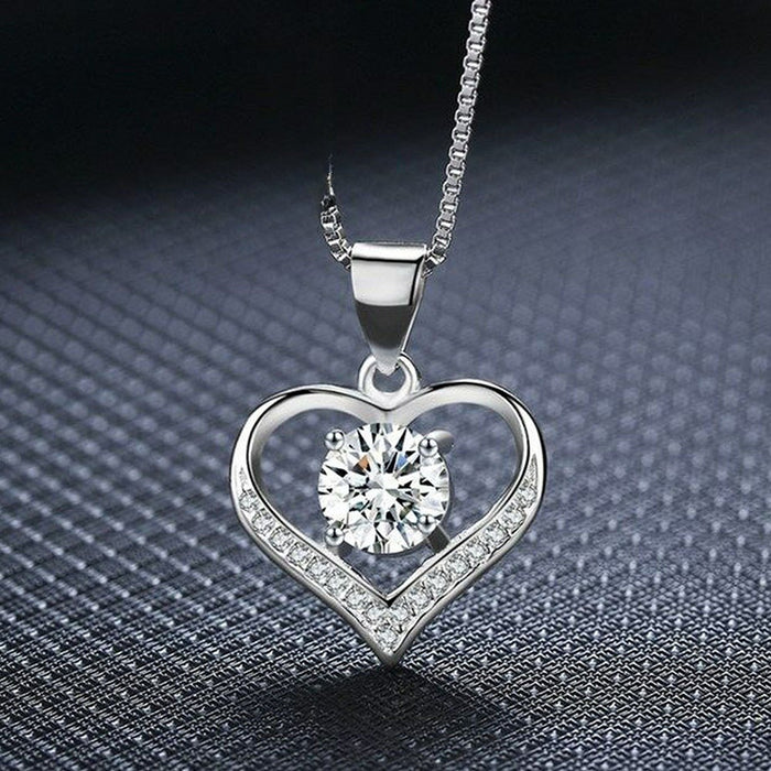 Ocean Heart Shape Pendant Necklace For Women Simple Korean Style Love Collarbone Chain