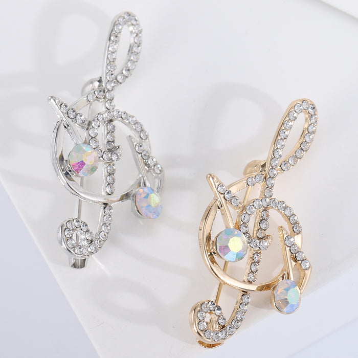Alloy Pearl Musical Note Brooch Pin For Suit Collar Decoration