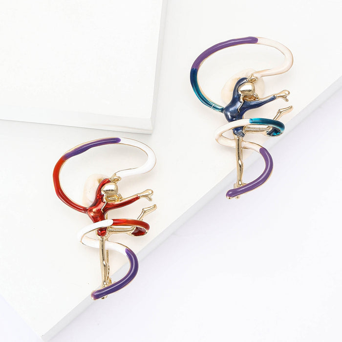 Alloy Enamel Gymnast Girl Brooch For Women's Clothing Accessories