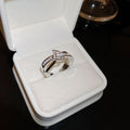 Zircon Letter Double Layer Open Ring For Women view 2