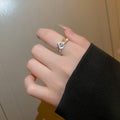 Zircon Letter Double Layer Open Ring For Women view 1