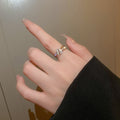 Zircon Letter Double Layer Open Ring For Women view 3