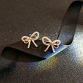 Elegant Bow Stud Earrings For Women, Korean Style Rhinestone Light Luxury Sweet Jewelry view 1