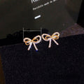 Elegant Bow Stud Earrings For Women, Korean Style Rhinestone Light Luxury Sweet Jewelry view 5