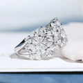 Dazzling Full Pave Petal Ring For Women, Luxury Wedding Fashion Jewelry Hand Accessory view 3
