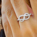 Micro Pave Zircon Knotted Cross Ring For Women, Minimalist Light Luxury Fashion Finger Ring view 3