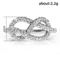 Micro Pave Zircon Knotted Cross Ring For Women, Minimalist Light Luxury Fashion Finger Ring view 5