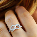 Micro Pave Zircon Knotted Cross Ring For Women, Minimalist Light Luxury Fashion Finger Ring view 2