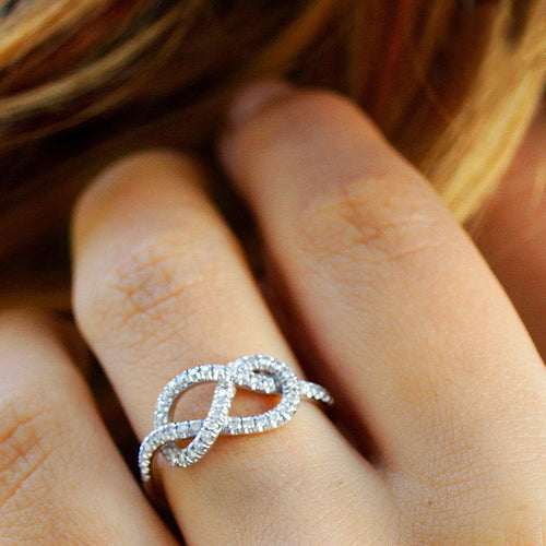 Micro Pave Zircon Knotted Cross Ring For Women, Minimalist Light Luxury Fashion Finger Ring