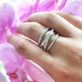 European Fashion Multi Layer Wrap Ring With Micro Pave AAA Zircon Creative Multi Band Design view 3