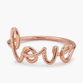 Korean Fresh Style Smooth Copper LOVE Letter Ring For Women, Minimalist Fashion Finger Jewelry view 2