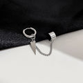 Stainless Steel Leaf Smiley Skull Chain Ear Cuff Clip Hoop Dangle Punk Style Women's Earrings view 3