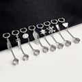 Stainless Steel Leaf Smiley Skull Chain Ear Cuff Clip Hoop Dangle Punk Style Women's Earrings view 1