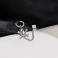 Stainless Steel Leaf Smiley Skull Chain Ear Cuff Clip Hoop Dangle Punk Style Women's Earrings view 4