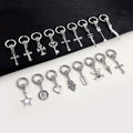 European American No Piercing Stainless Steel Retro Ear Cuff Waterdrop Cross Key Star Face Earrings view 1
