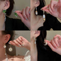 925 Sterling Silver Rhinestone Asymmetric Geometric Letter Tassel Drop Earrings For OL Style view 2