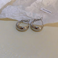 Real Gold Plated Metal Geometric Circle Hoop Earrings, Japanese Korean Minimalist Commuter Jewelry view 3