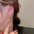Real Gold Plated Metal Geometric Circle Hoop Earrings, Japanese Korean Minimalist Commuter Jewelry view 4