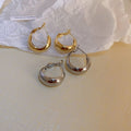 Real Gold Plated Metal Geometric Circle Hoop Earrings, Japanese Korean Minimalist Commuter Jewelry view 1