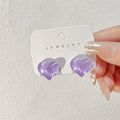 Cute Candy Color Translucent Acrylic Heart Studs Sweet Minimalist Women Fashion Earrings view 3