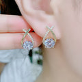 Delicate Cross Zircon Stud Earrings For Women, Sparkling Light Luxury Versatile Ear Jewelry view 2