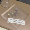 Korean Style Asymmetric Purple Zircon Heart Tassel Chain Rhinestone Ear Cuff Luxury Drop Earrings view 4