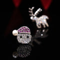 Christmas Gift Full Rhinestone Asymmetric Santa Claus And Reindeer Zircon Stud Earrings view 2