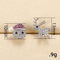 Christmas Gift Full Rhinestone Asymmetric Santa Claus And Reindeer Zircon Stud Earrings view 5