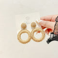 Korean Japanese Cute Circle Colorblock Pendant Stud Earrings Fun Minimalist Sweet Silver Needle view 4