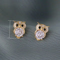 Cute Zircon Owl Stud Earrings For Women, Small Delicate Animal Ear Jewelry With Sparkling Stones view 5