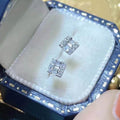 European Korean Style Zircon Push Back Square Stud Earrings For Women Fashion Jewelry view 2