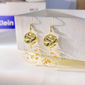 Vintage Chinese Style Irregular Alloy Disc With Gold Foil Acrylic Round Pendant Long Drop Earrings view 1
