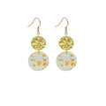 Vintage Chinese Style Irregular Alloy Disc With Gold Foil Acrylic Round Pendant Long Drop Earrings view 5